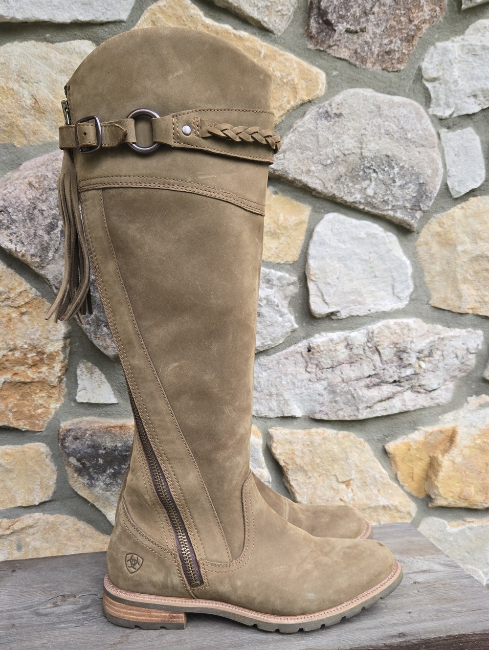 Ariat Tall Riding Alora Boots Size 7 Olive Western Rodeo Equestrian Rare Sample
